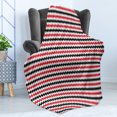 thumbnail image 4 of Abstract Soft Flannel Fleece Throw Blanket, Hypnotizing Vintage Zigzag Chevron Wave Seem Retro Border Like Image, Cozy Plush for Indoor and Outdoor Use, 70" x 90", Vermilion White, by Ambesonne, 4 of 5