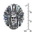 thumbnail image 6 of AeraVida Tribal Feather Crown Skull Style Abalone Shell Detail .925 Silver Ring-7, 6 of 6