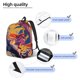 thumbnail image 3 of Disketp Colorful Gecko Jungle Art print Canvas Backpack Lightweight Travel Daypack Student Rucksack Laptop Backpack-, 3 of 5