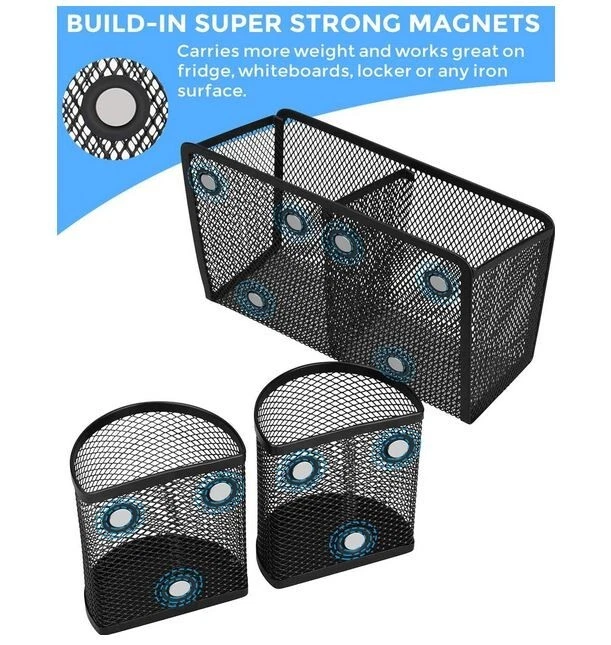 Magnetic Pencil Holder, Metal Strong Magnet Pen Cup Magnetic Marker Storage Bask