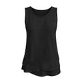 thumbnail image 7 of VBVC Women's Cotton-Linen Layered Hem Tank Top , Ladies' Sleeveless Crew Neck Casual Blouse , Summer Flowy Loose Tunic Top For Women,Black,S-2XL, 7 of 7