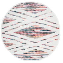 SAFAVIEH Montauk Earleen Diamond Area Rug, Ivory/Black, 6' x 6' Round