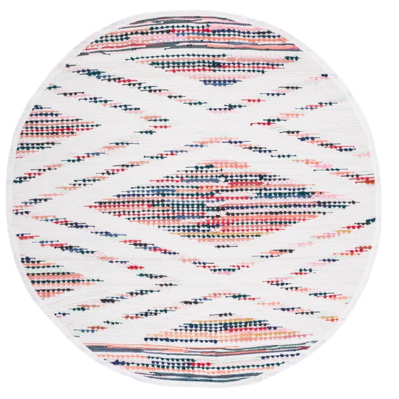 SAFAVIEH Montauk Earleen Diamond Area Rug, Ivory/Black, 6' x 6' Round