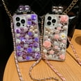 thumbnail image 3 of BINUFF Rhinestone Perfume Bottle Phone Case with Rose Bud TPU Protective Cover and Lanyard for iPhone 11/12/13/14/15 Pro Max, 3 of 7