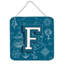Letter F Sea Doodles Initial Alphabet Wall and Door Hanging Prints