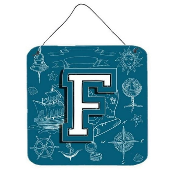 Letter F Sea Doodles Initial Alphabet Wall and Door Hanging Prints