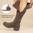 thumbnail image 4 of LOVE STEETLY Women's Knee High Slouchy Chunky Heel Boots, Side Zipper Round Toe Faux Leather Casual Comfort Versatile Boot, 4 of 7