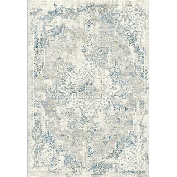 Dynamic Rugs Distressed Transitional Area Rug Ivory/Grey/Blue 6.7X9.6