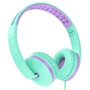 Seenda Kids Headphones for Girls Boys, Wired Kids Headphones with Microphone for School, Lightweight Foldable Stereo Bass Volume Control Kids Headphones for Cell Phone/Tablet/Laptop/MP3/4, Green