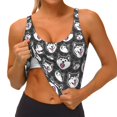 thumbnail image 3 of Fotbe HUSKY Face Sujetador Deportivo Largo sin Aros para Mujer con Almohadillas y Soporte Medio, Transpirable y Absorbente, Camiseta Tipo Chaleco o Tank Top-Large, 3 of 8