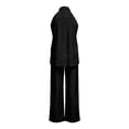 thumbnail image 4 of Linen Sets for Women 2 Piece Sleeveless V Neck Halter Top Matching Wide Leg Pants Summer Lounge Set Vacation Outfits Pocket 2026 Beach Vacation Outfits(Black,L), 4 of 4