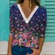 thumbnail image 1 of ICHUANYI Clearance Women's Fashion Printed Lace Long Sleeves Blouse V-Neck Casual Tops(Purple, XXL) ICHUANYI WER2023081400494, 1 of 5