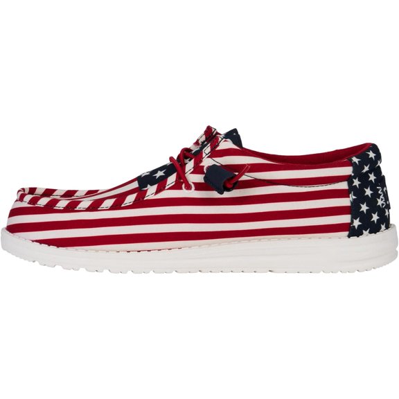 HEY DUDE Wally Patriotic, Mens Shoes, Slip-on Loafers, Comfortable & Light-Weight Size 10