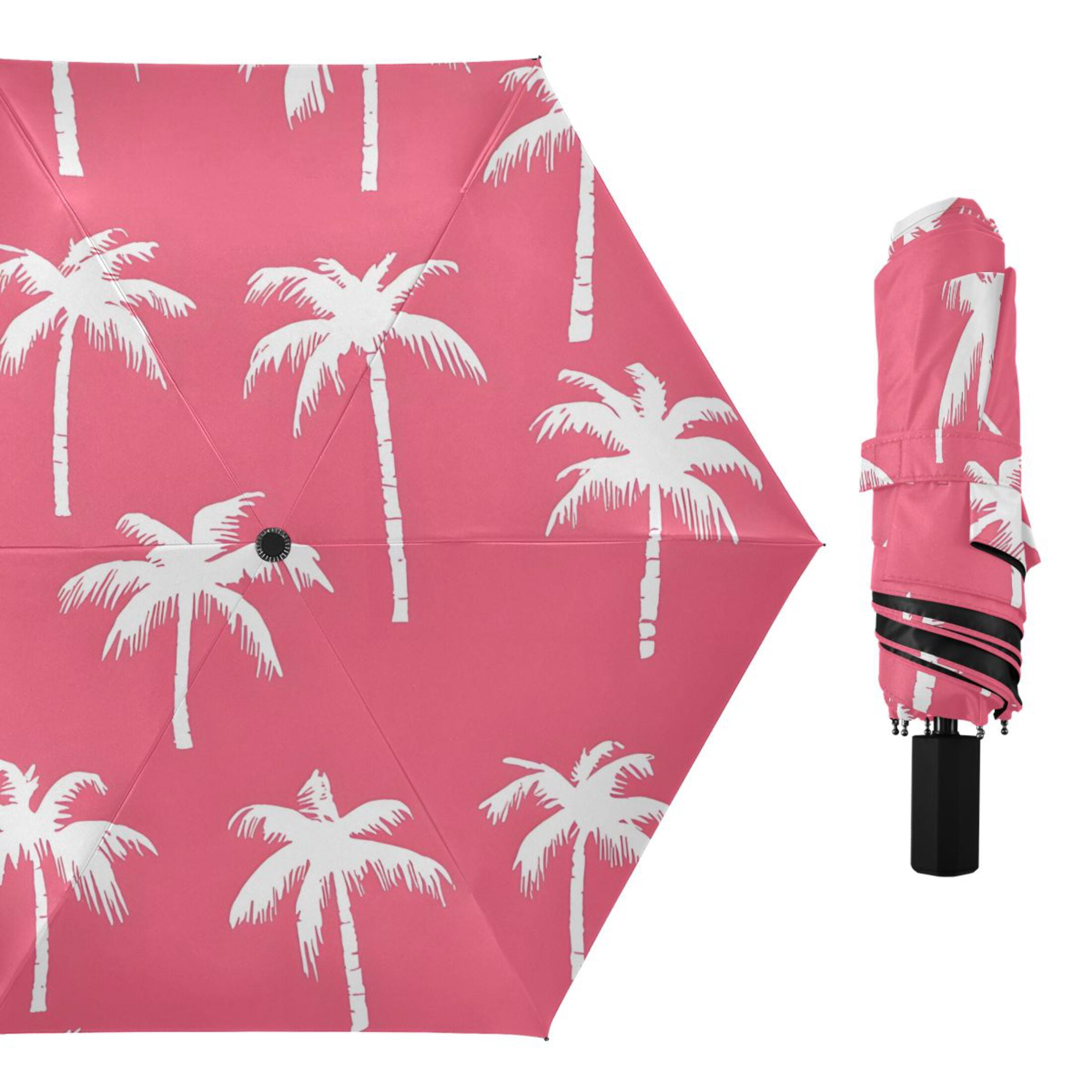 ALAZA Palm Tree-a3 UPF 50+ Compact Folding Umbrella for Rain Travel Umbrella Packable
