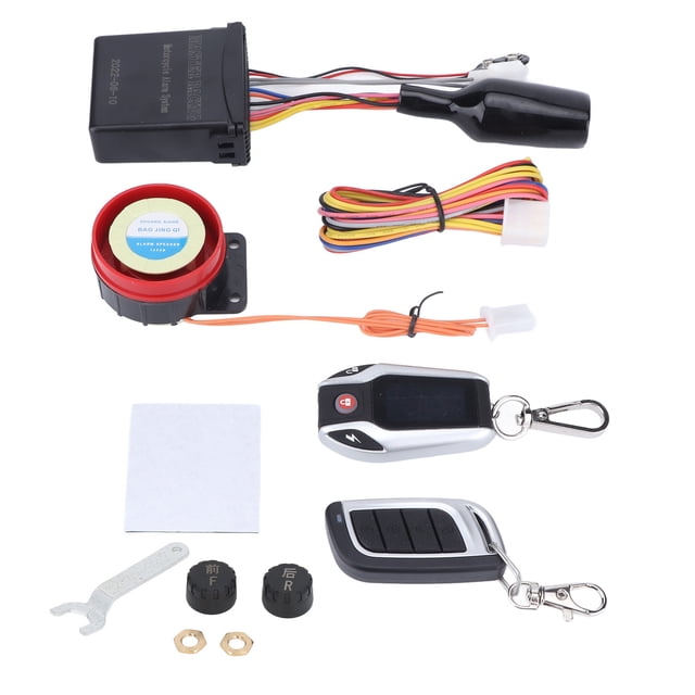 Sistema de alarma de motocicleta de 2 vías Altavoz de 105-125 dB Bloqueo automático Desbloqueo Llave remota Impermeable para vehículos eléctricos con manómetro de neumáticos Jadeshay A