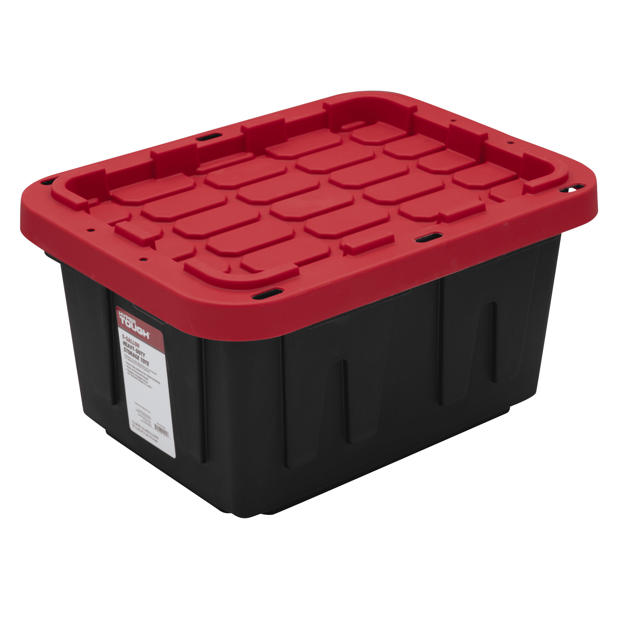 Hyper Tough 5 Gallon Snap Lid Storage Bin Container, Black with Red Lid