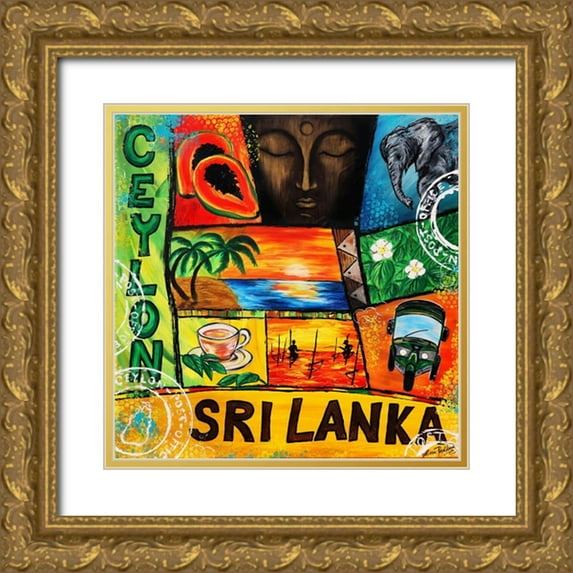 Posoldova, Tereza 26x26 Gold Ornate Wood Framed with Double Matting Museum Art Print Titled - Postcard from Ceylon