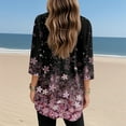 thumbnail image 4 of Wutalume Women's 3/4 Sleeve Tops and Blouses, Floral Print V-Neck Tunic with Pockets, Mid-Length Top for Spring and Summer Fashion, Relaxed Fit,Purple Pink 2XL, 4 of 7