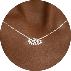APSVO 925 Silver Plated Leaf Birthstone Necklace
