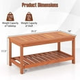 thumbnail image 4 of Costway Patio Coffee Table 2-Tier Outdoor Side Rectangle Side Table Solid Wood Porch, 4 of 9