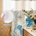 thumbnail image 3 of No Hook Shower Curtain, Teal Jellyfish Coastal Shower Curtains for Bathroom with See Through Top Window, Vintage Summer Beach Nautical Waterproof & Washable Bath Curtain Stall 48"x72", 3 of 9
