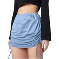 thumbnail image 3 of Pantalones con falda sexy plisada y cordón lateral para mujer - Falda corta de verano de color liso (2), 3 of 7