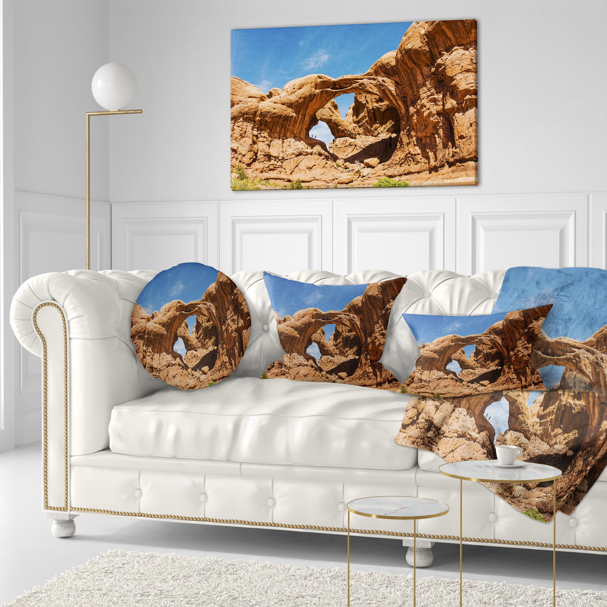 Designart Double Arch in Arches National Park - Landscape Photography Throw Pillow - 12x20