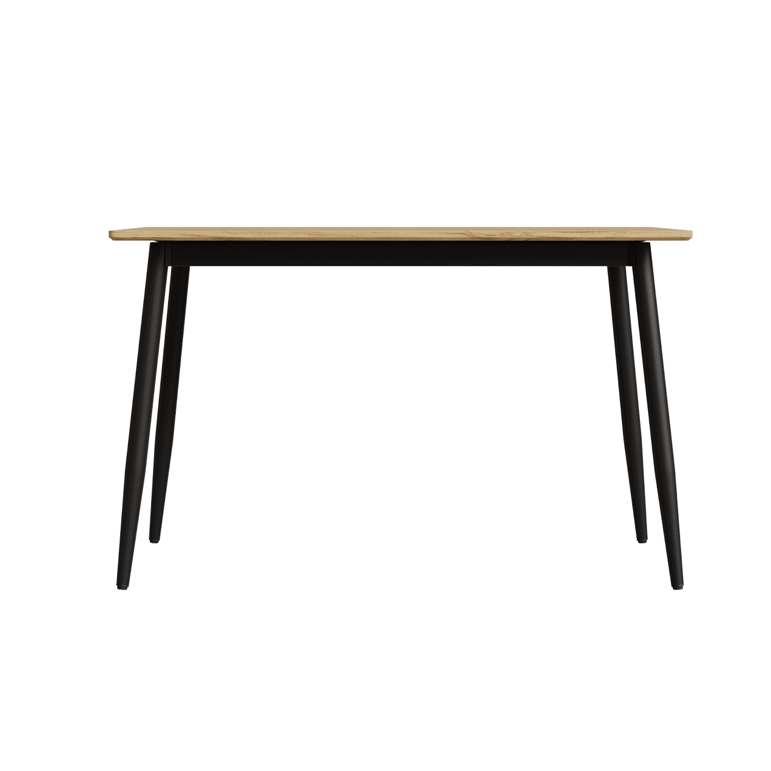 Modern Minimalist Dining Table, Wood Grain Design with Black Metal Legs