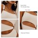 thumbnail image 2 of Traje de baño de 1 pieza para mujer, cuello cuadrado, correa fina recortada, calzoncillos de cintura alta, almohadilla de sujetador extraíble, traje de baño elástico blanco L, 2 of 7