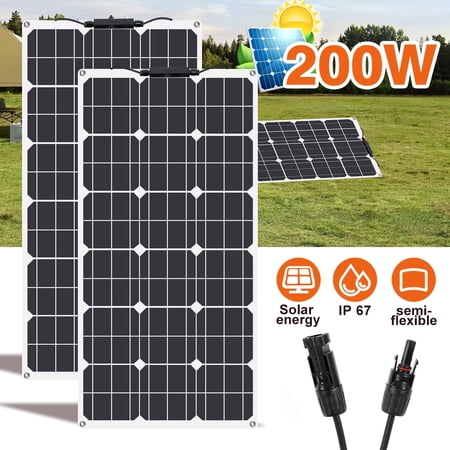 Welan Solar Panel 18V Flexible 100W SolarPanel Monocrystalline Solar Ultralight Slim Waterproof for RV Rooftop Boat (2Pack)