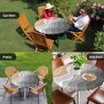 thumbnail image 4 of Grey Geometric Beach Round Tablecloth for 36-44 Inch Tables,Fitted Table Cover with Elastic Edge,Ombre Waves Moire Abstract Art Waterproof Outdoor Table Cloth Protector for Patio Garden Dinner Picnic, 4 of 9