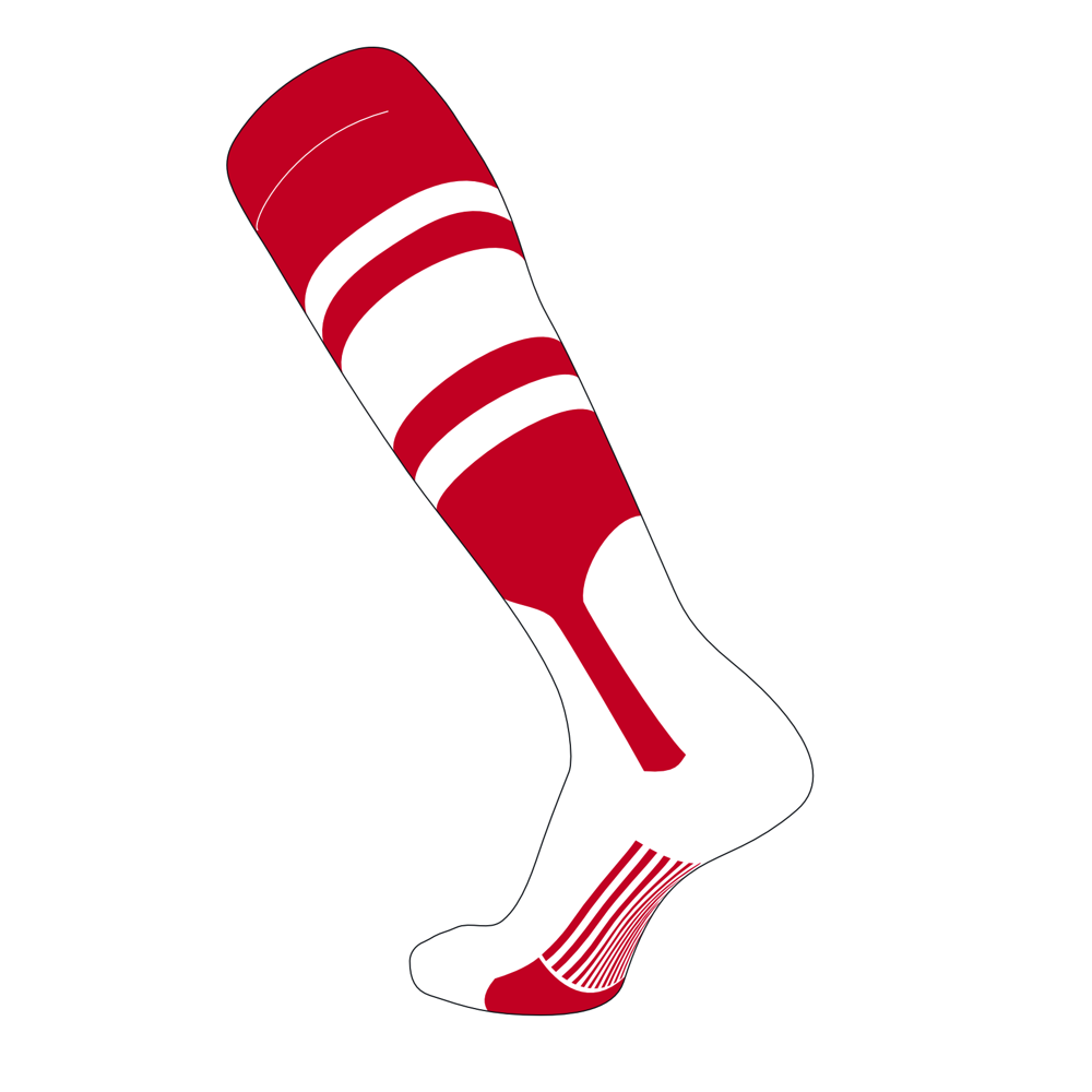 TCK TCK Elite Baseball Knee High Stirrup Socks (C, 7in) Red, White (L