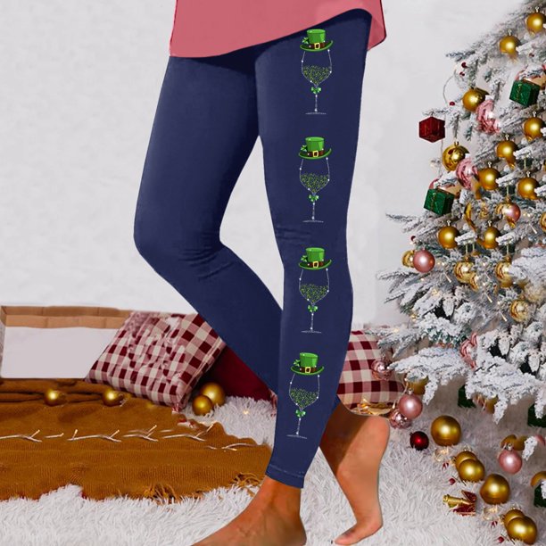 MKLEKYY Conjunto deportivo para mujer Leggings para entrenamiento, leggings con estampado navideño, pantalones de bloques de color, leggings elásticos suaves 3764