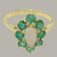thumbnail image 5 of LBG British Made 9k Yellow Gold Natural Opal & Emerald Womens Statement Ring - 33 size options - Size 7, 5 of 6
