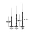 thumbnail image 3 of DecMode 3 Candle Black Metal Slim Turned Candle Holder, Set of 3, 3 of 8