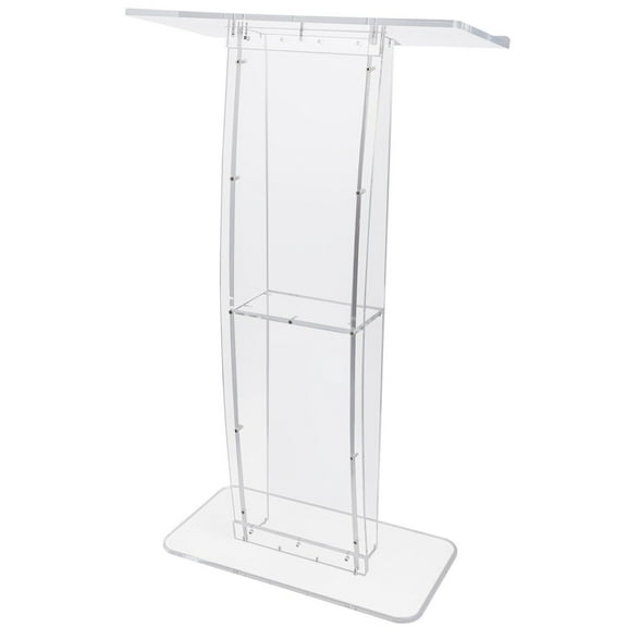 47" Transparent Acrylic Podium with Storage Shelf, Wide Desktop for Reading, Floor-standing Clear Lectern for Church, Office, Events – Modern & Sleek