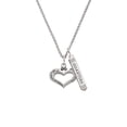 thumbnail image 2 of Delight Jewelry Silvertone Heart with 3 AB Crystals - Courage Strength Wisdom Silvertone Guardian Angel Bar Charm Necklace, 23", 2 of 4