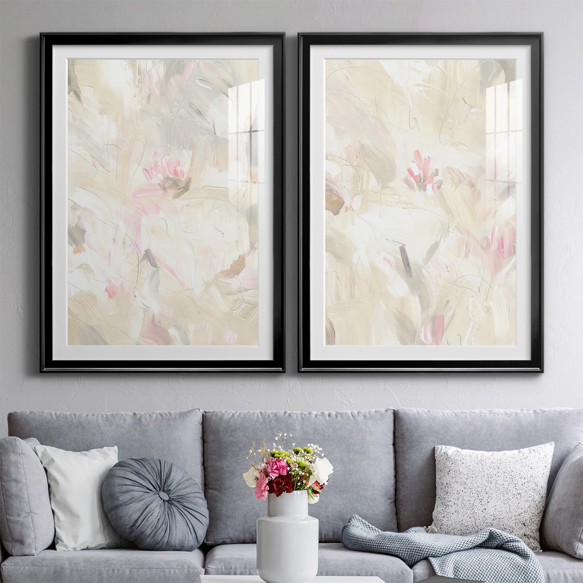 Wexford Home Soft Abstraction I Premium Framed Print, 22.5" x 30.5" - Ready to Hang, Black (Set of 2)
