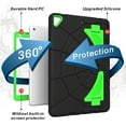thumbnail image 7 of ELEHOLD for iPad 10.2 inch 9th/8th/7th Generation 2021/2020/2019 Rugged Case, Cute Cartoon Kids Friendly Built-in Double Kickstand Full Protection Shockproof Children Case,Black+Green, 7 of 7
