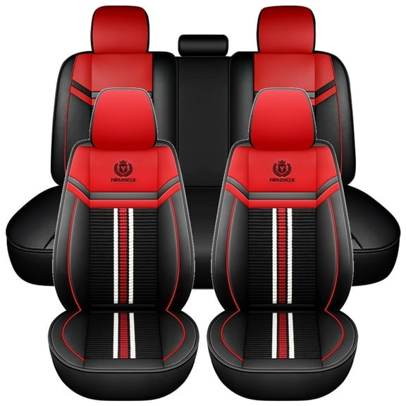 Maidao Car Seat Covers Full Set Leather for Honda for Pilot/MR-V 2003-Present 5 Seats Water Resistant Front Rear Cushion Protector Red