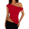 thumbnail image 1 of Remera PRETTYGARDEN 2025 Roja con Un Hombro Fruncida XL, 1 of 8
