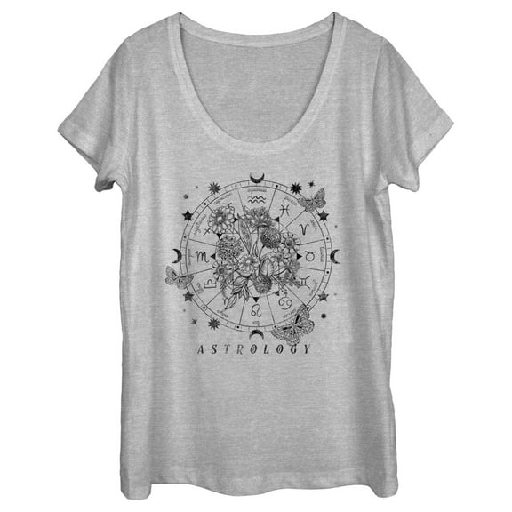 Women's Lost Gods Astrology Decorative Wheel  Graphic Tee Athletic Heather X Large