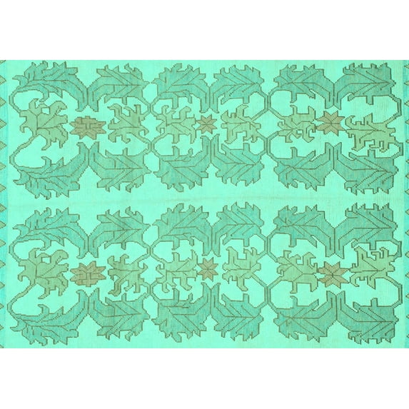 Ahgly Company Indoor Rectangle Abstract Turquoise Blue Modern Area Rugs, 3' x 5'