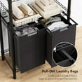thumbnail image 6 of Laundry Sorter, 2 Section Laundry Hamper Sorter with Garment Rack, Black, 6 of 7