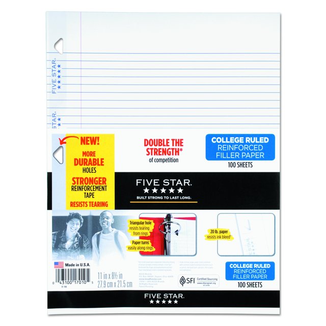 Papel de relleno reforzado Five Star 17010 College Rule