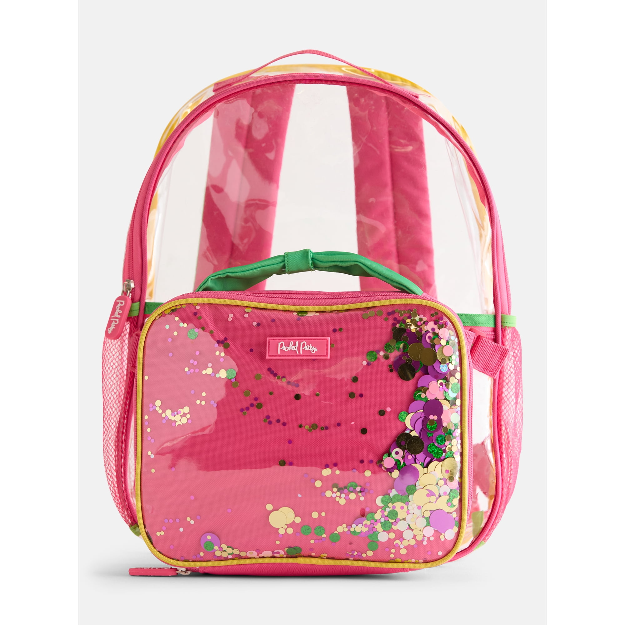 Packed Party Girls Confetti Clear Backpack and Lunch Box Set