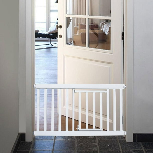 Dog Gate Pet Fence Divisor Divisor Suministros de mascotas resistentes Instalación fácil para puertas Pasillos de cocina de escaleras de interior 76 a 82 cm con puerta