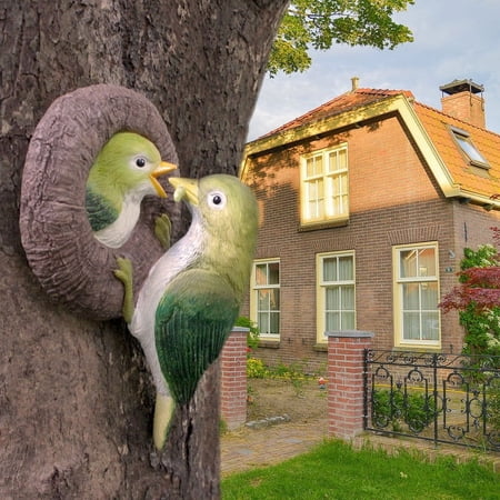 KeirineCC Owl Tree Hugger Whimsical Tree Sculpture, 6.9inch Garden Statues Outdoor Tree Face Decor Garden Peeker Yard Art Decorations (B)