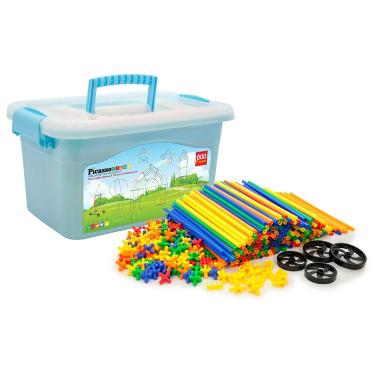 PicassoTiles 600 PC Straw Kit, STEM Learning Toy for Preschoolers