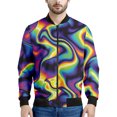 thumbnail image 3 of Chaqueta con cremallera con patrón psicodélico abstracto para hombre, chaqueta holgada informal de manga larga con estampado 3D colorido para otoño, ropa de calle, 3 of 5